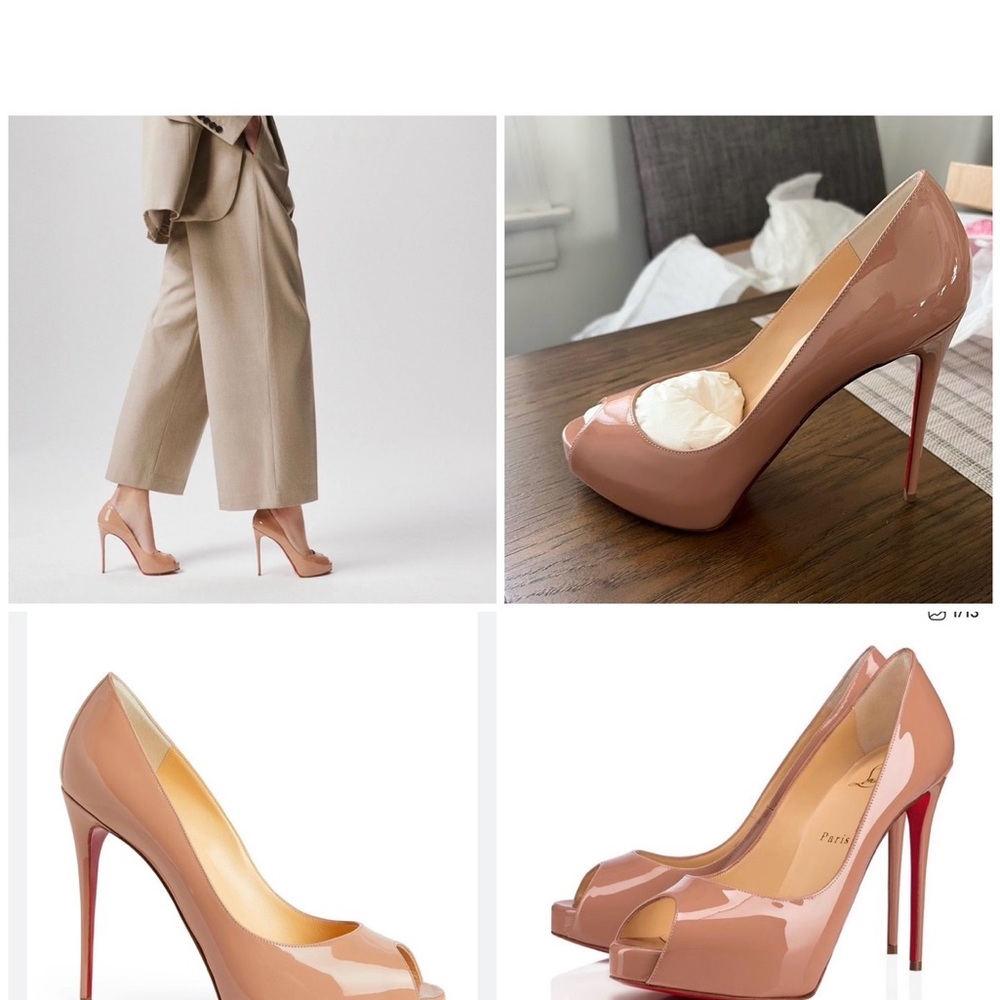 Christian Louboutin Blush Patent Peep-Toe Stilettos